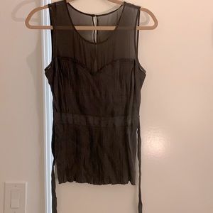 Gorgeous partial sheer sleeveless blouse